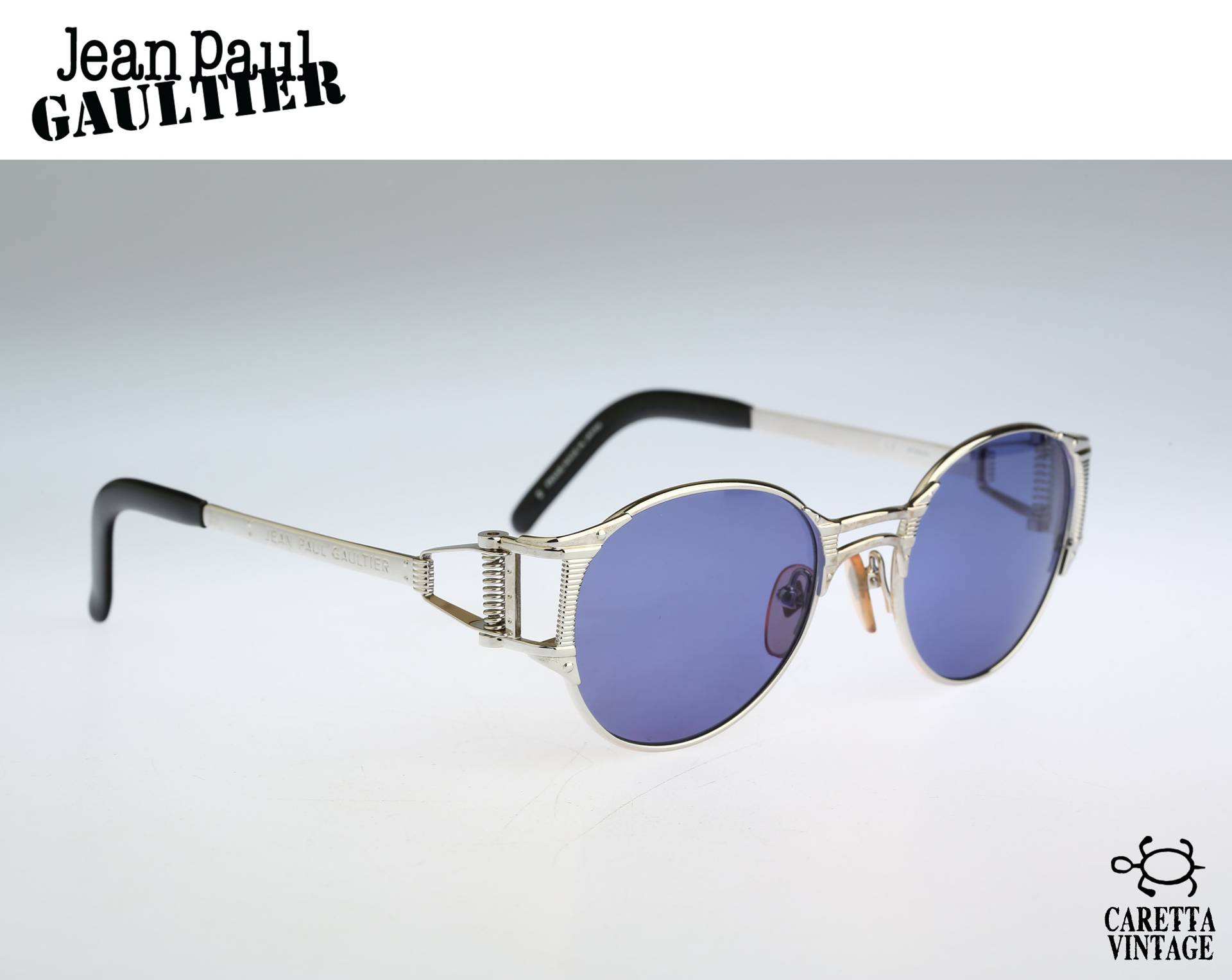 Jean Paul Gaultier 56-5105, Vintage 90Er Unisex Silber Rund Steampunk Sonnenbrille Herren & Frauen Nos von CarettaVintageCo