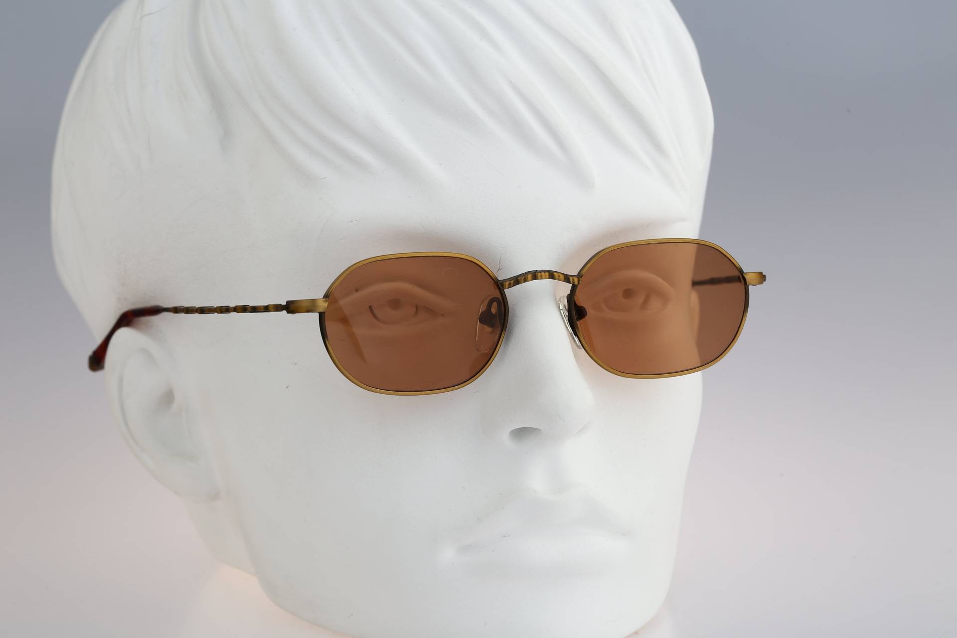 Joy Durant, Vintage 90Er Jahre Antik Gold Kleine Hexagon Sonnenbrille Damen Nos von CarettaVintageCo