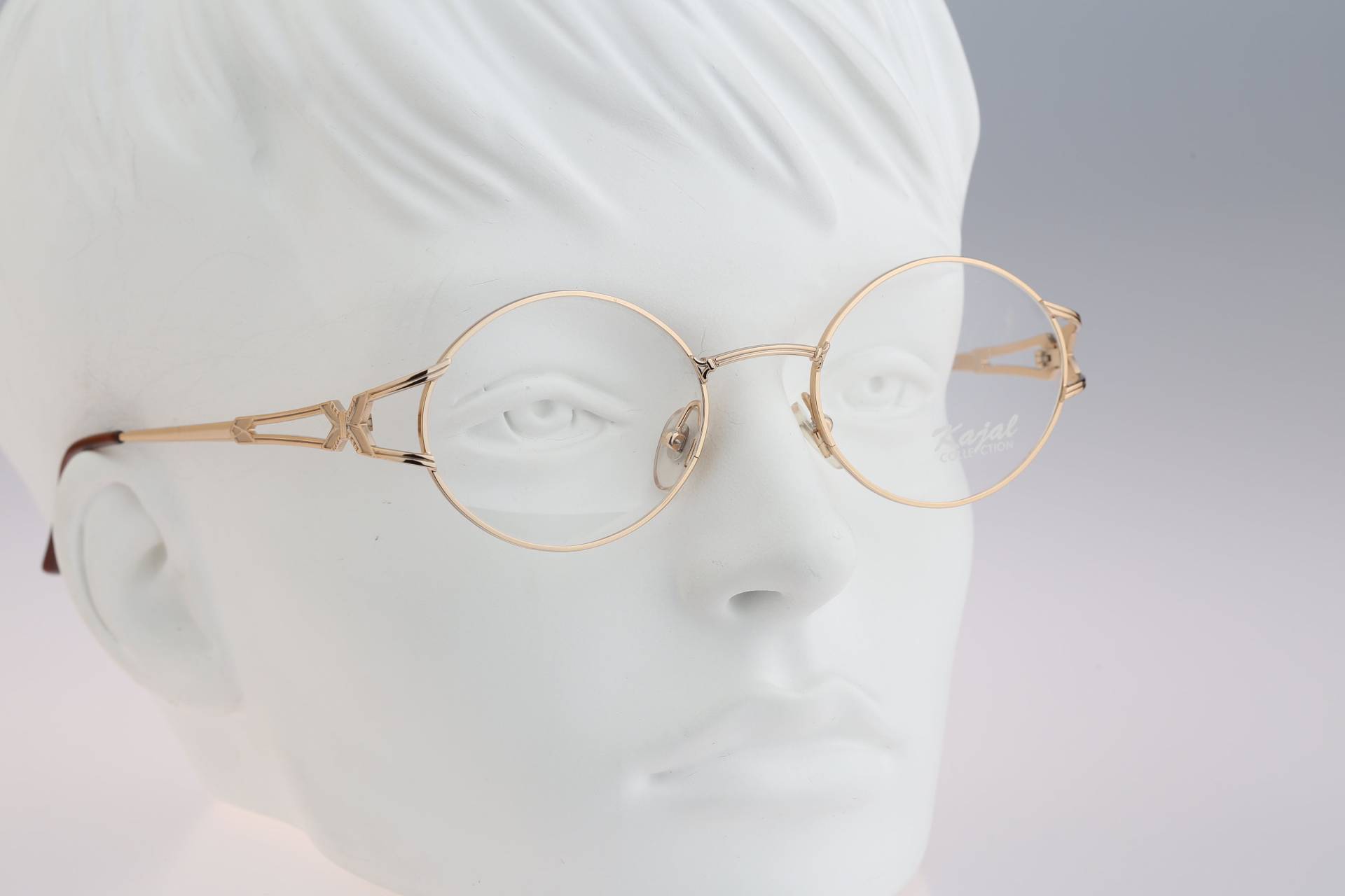Kajal Collection Lady-5 0000, Vintage 90Er Jahre Gold Kleine Runde Brillenfassung Damen Nos von CarettaVintageCo