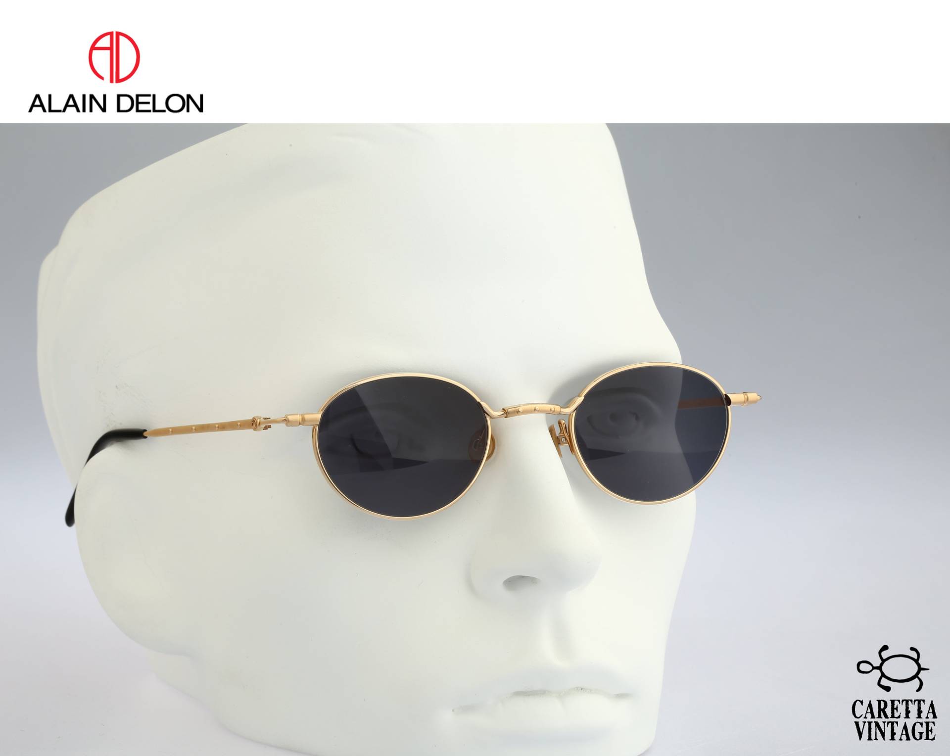 Kleine Runde Sonnenbrille Herren, Alain Delon 3574, Vintage 90Er Jahre Unikat Gold Rund Steampunk Damen Nos von CarettaVintageCo