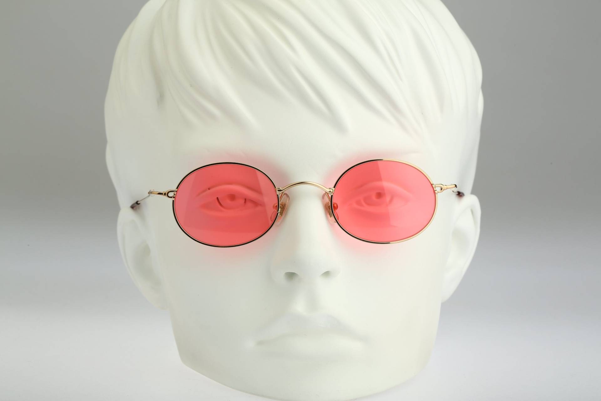 Kleine Runde Sonnenbrille Herren, Joy 3354, Vintage 90Er Jahre Unikat Gold Kreis Getönt Rosa Damen Nos von CarettaVintageCo