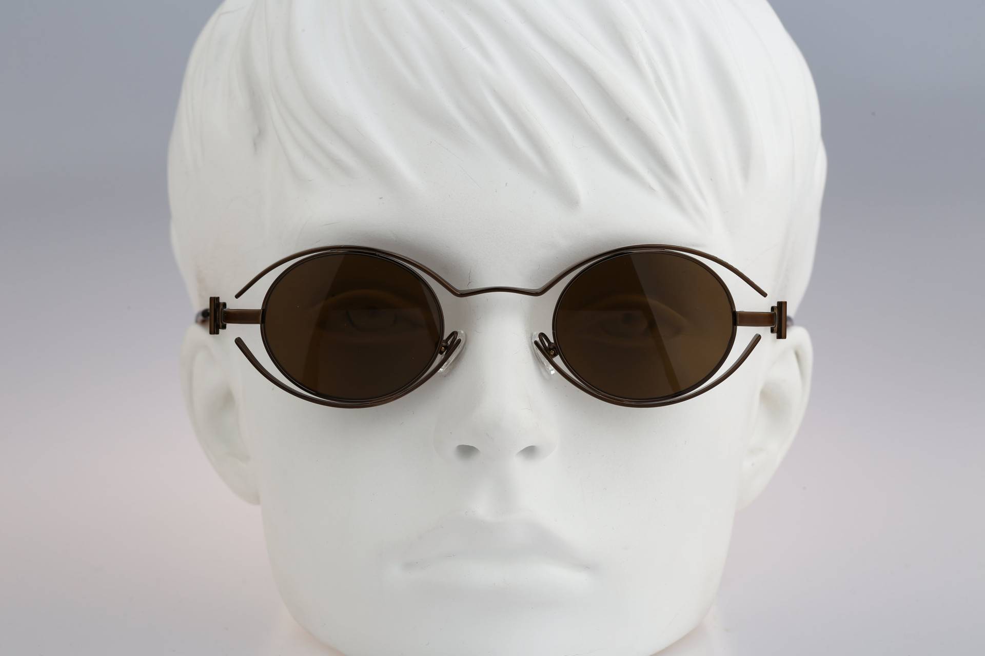 Lagerfeld 4123 03, Vintage 90Er Jahre Bronze Steampunk Kleine Runde Sonnenbrille Damen Nos von CarettaVintageCo