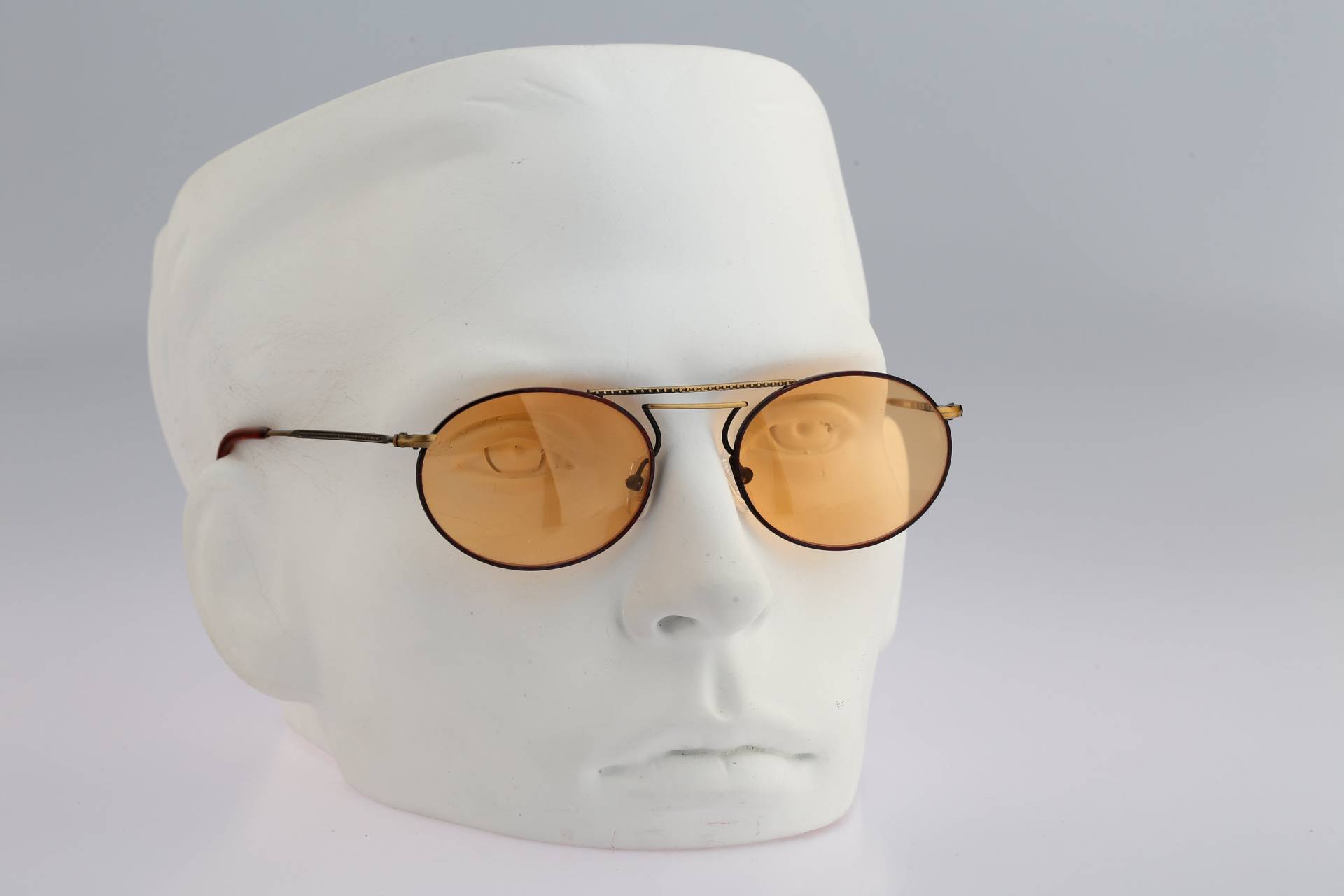 Land 297 200, Vintage 90Er Jahre Getönte Orange Linsen Unikat Steampunk Kleine Ovale Flieger Sonnenbrille Herren & Frauen Nos von CarettaVintageCo