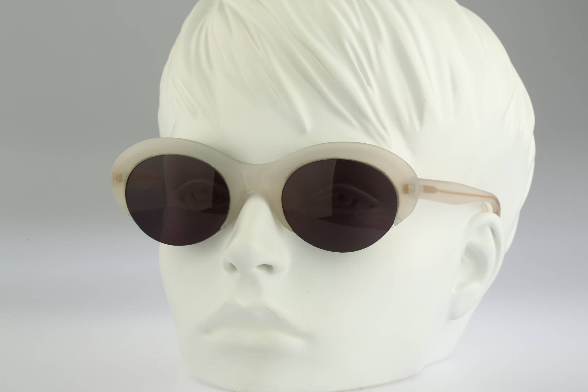 Lewis 704 Rib, Vintage 90Er Jahre Klare Halbrand Cateye Sonnenbrille Damen, Nos von CarettaVintageCo