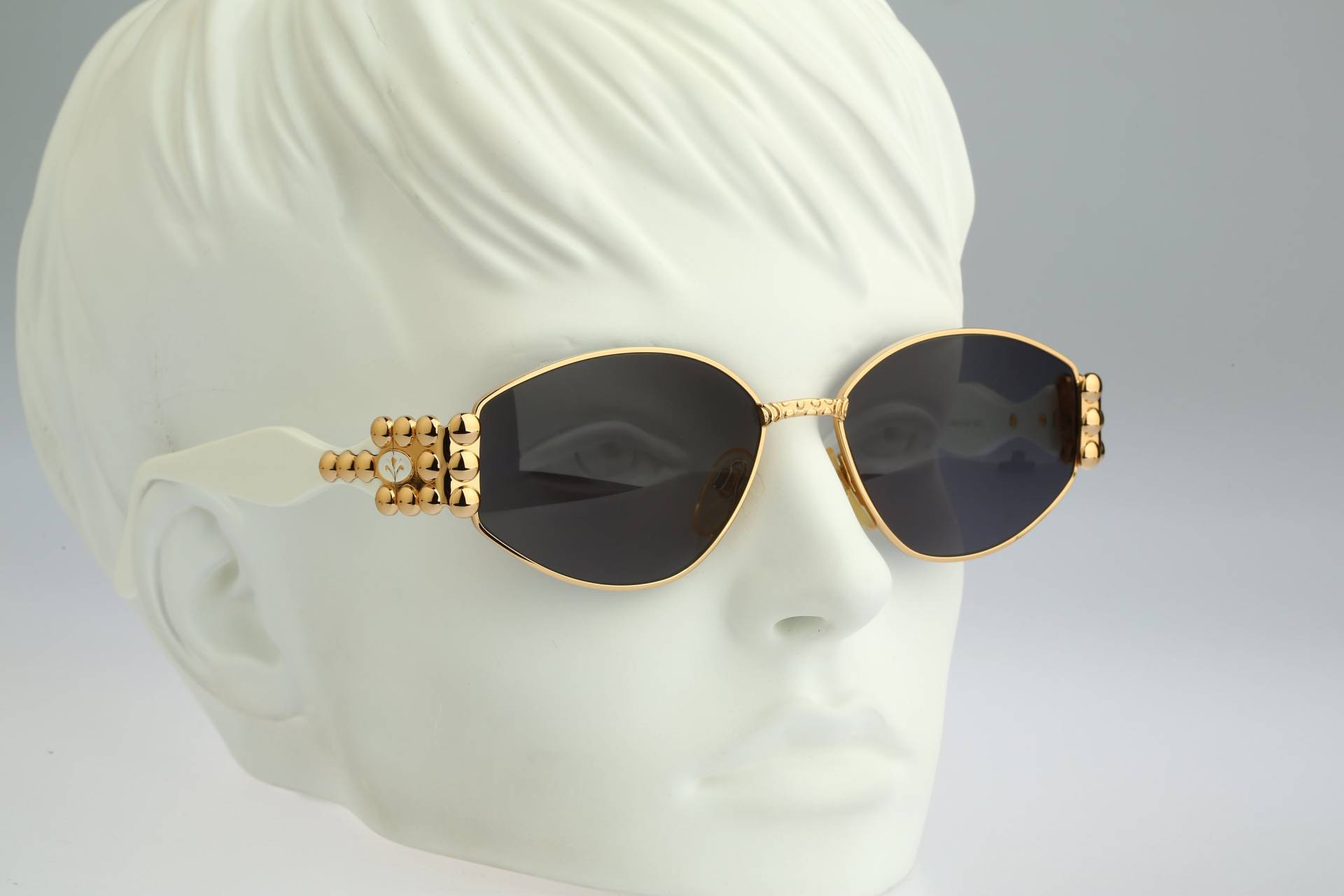 Linea Pitti 559 5, Vintage 90Er Jahre Unikat Weiß &gold Oval Steampunk Sonnenbrille Damen Und Herren Nos von CarettaVintageCo