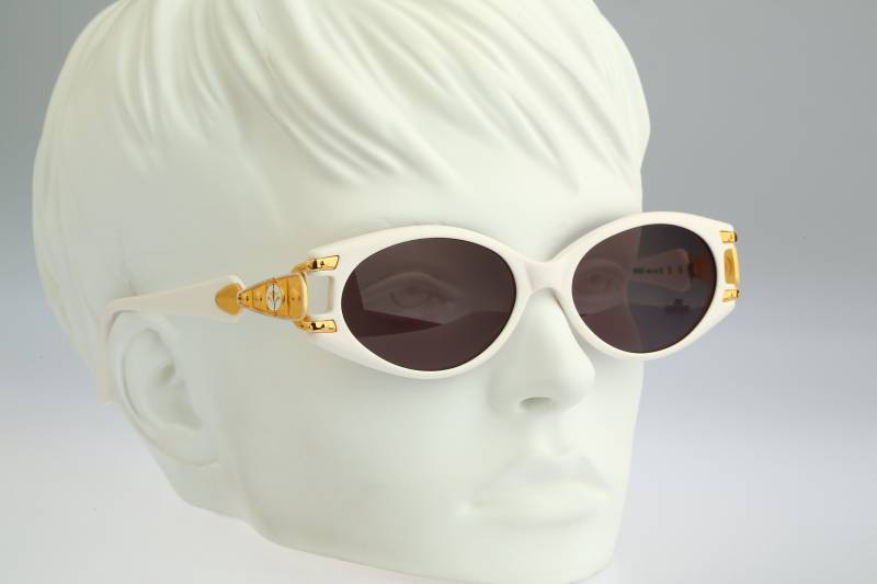Linea Pitti Florence Design 555, Vintage 90Er Jahre Unikat Weißes Katzenauge Sonnenbrille Damen Nos von CarettaVintageCo