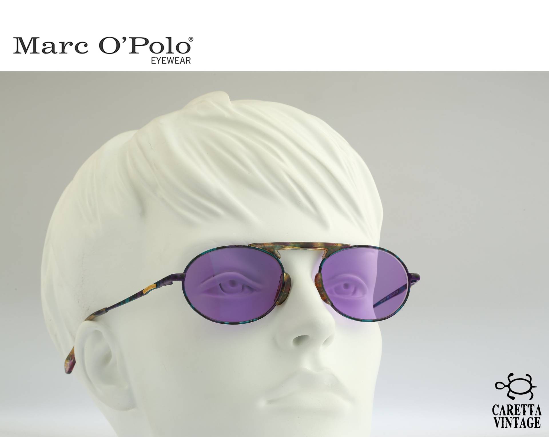 Marc O'polo Von Metzler 3316 744, Vintage 90Er Gläser Lila Getönt Unikat Blau Schildkröte Oval Sonnenbrille Herren & Frauen Nos von CarettaVintageCo