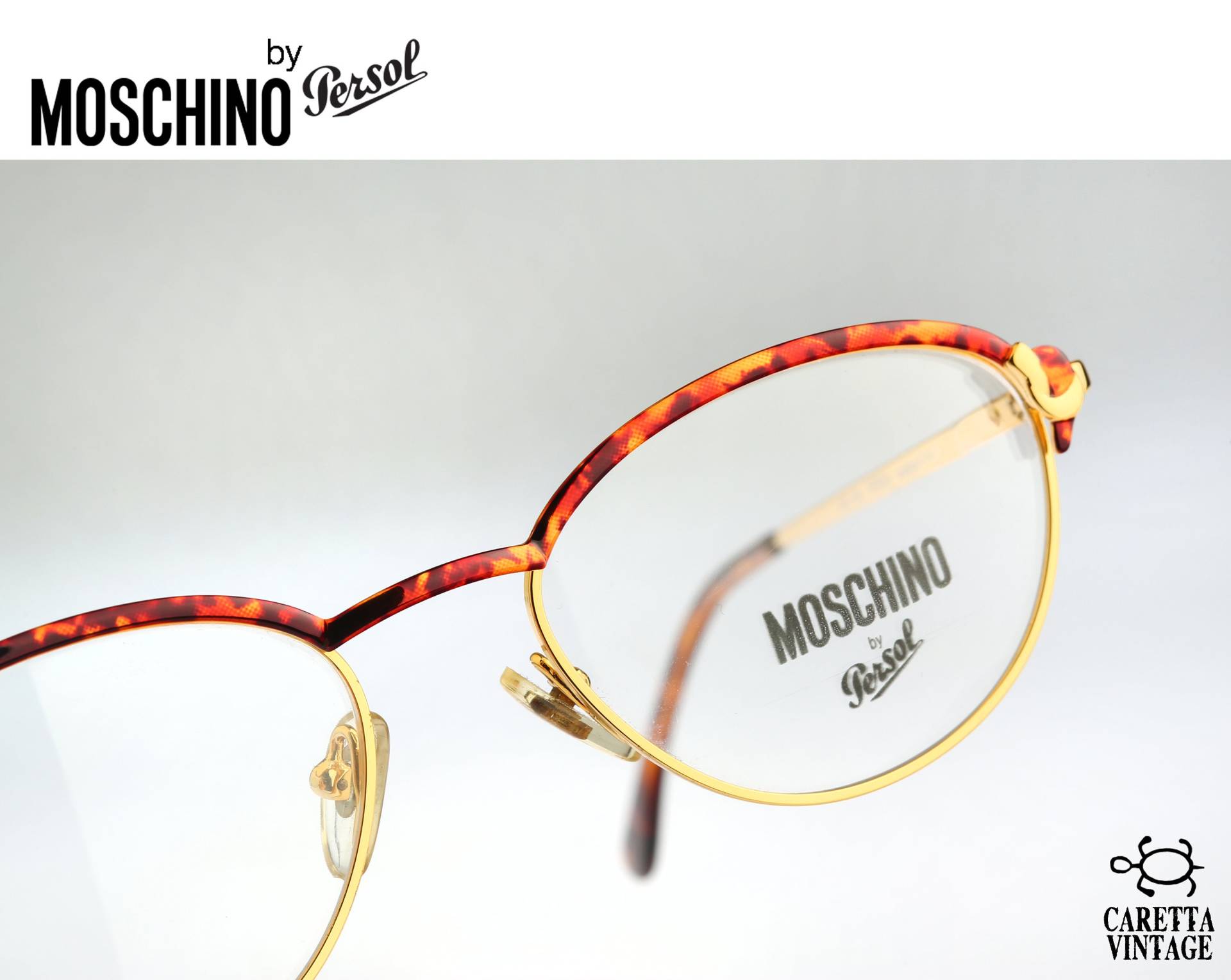 Moschino By Persol Mm 384, Vintage 90Er Jahre Gold & Schildkröte Kleine Katzenauge Brillengestelle Damen Nos von CarettaVintageCo