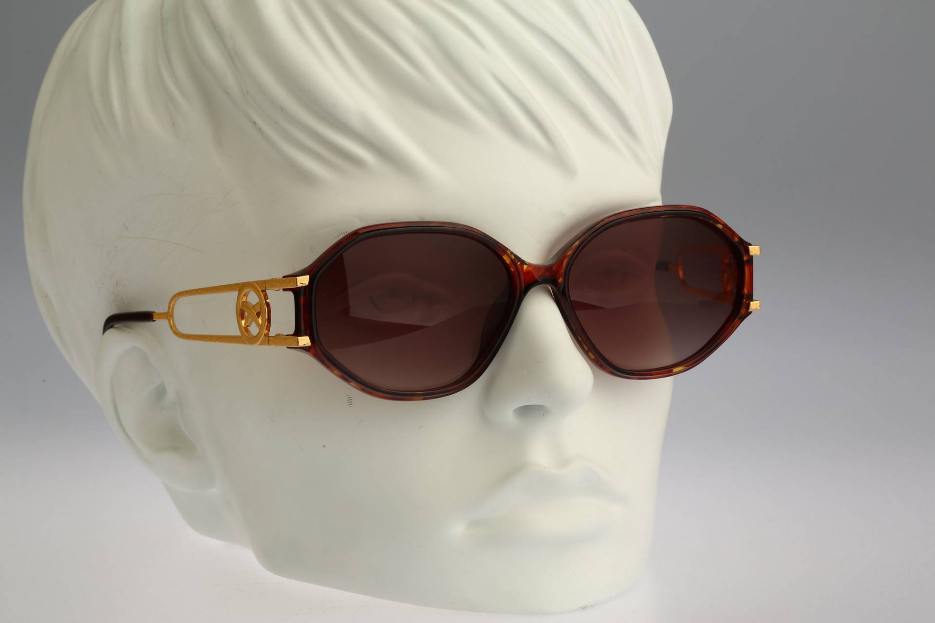 Paloma Picasso 3762 10, Vintage 90Er Jahre Gold & Schildkröten Hexagon Sonnenbrille Damen, Nos von CarettaVintageCo