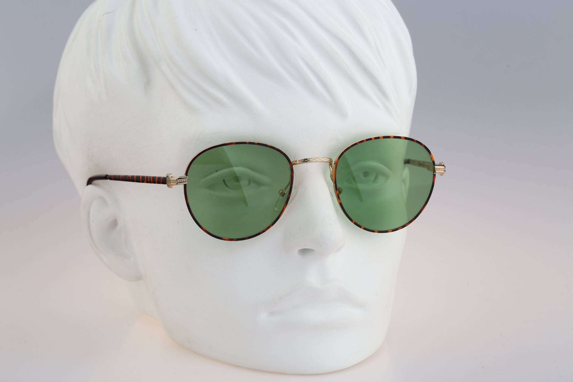 Raffaella Curiel Piave Optik C 4 3E34, Vintage 90Er Jahre Getönte Gläser Gold Und Schildkröte Rund Panto Sonnenbrille Herren & Damen Nos von CarettaVintageCo