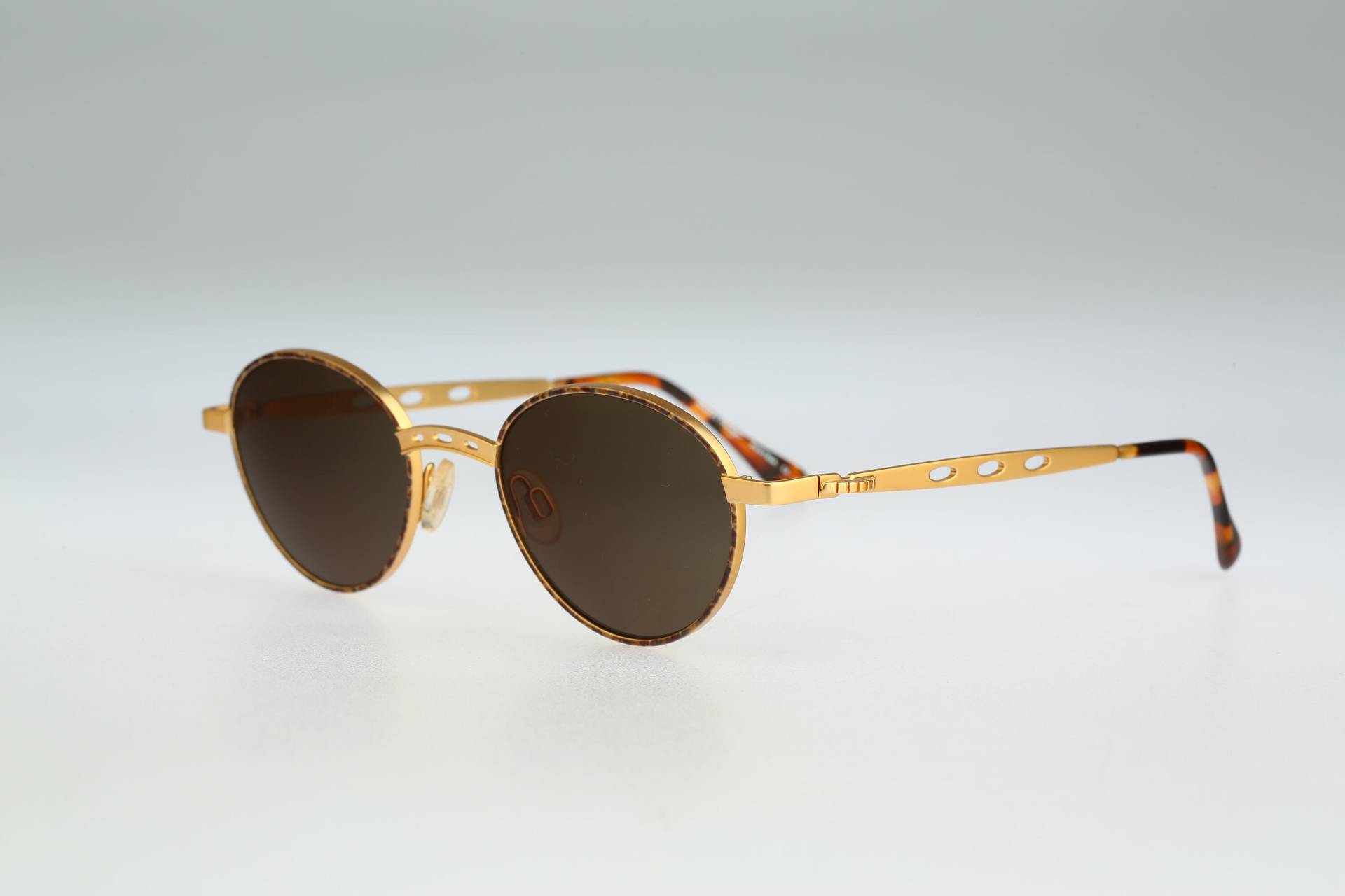 Robert Rudger 0027 148 A8, Vintage 90Er Jahre Einzigartig Schildkröte & Gold Kleine Steampunk Runde Sonnenbrille Herren Und Damen Nos von CarettaVintageCo