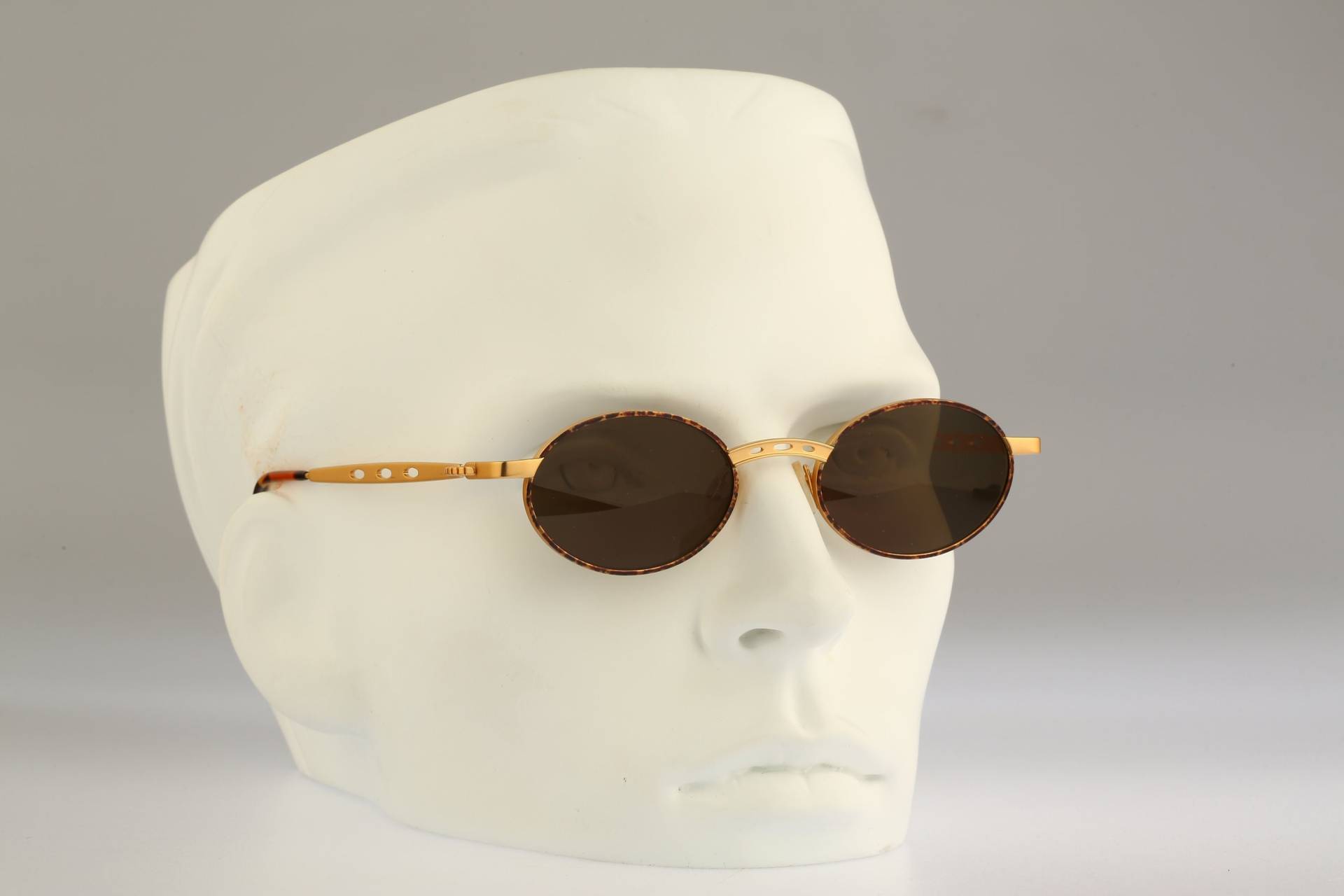 Robert Rudger 0028 174 Ac, Vintage 90Er Jahre Unikat Gold & Schildkröte Steampunk Kleine Ovale Sonnenbrille Herren Und Frauen, Nos von CarettaVintageCo