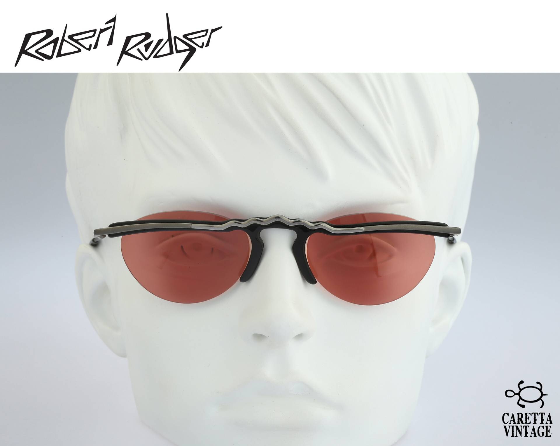 Robert Rudger 0930 010 10, Vintage 90Er Jahre Getönte Rosa Linsen Verrückt Halb Randlose Ovale Sonnenbrille Damen, Nos von CarettaVintageCo