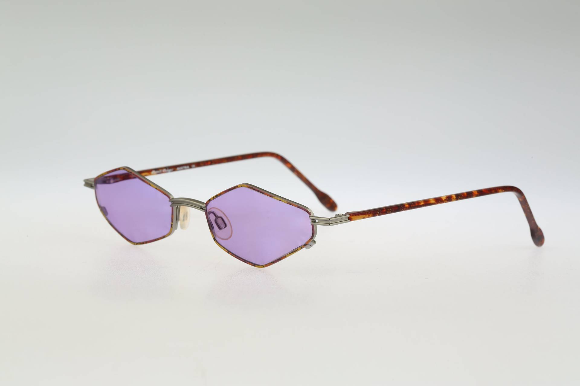 Robert Rudger 1590 171 C8, Vintage 90Er Jahre Getönte Lila Gläser Kleine Hexagon Sonnenbrille, Nos von CarettaVintageCo