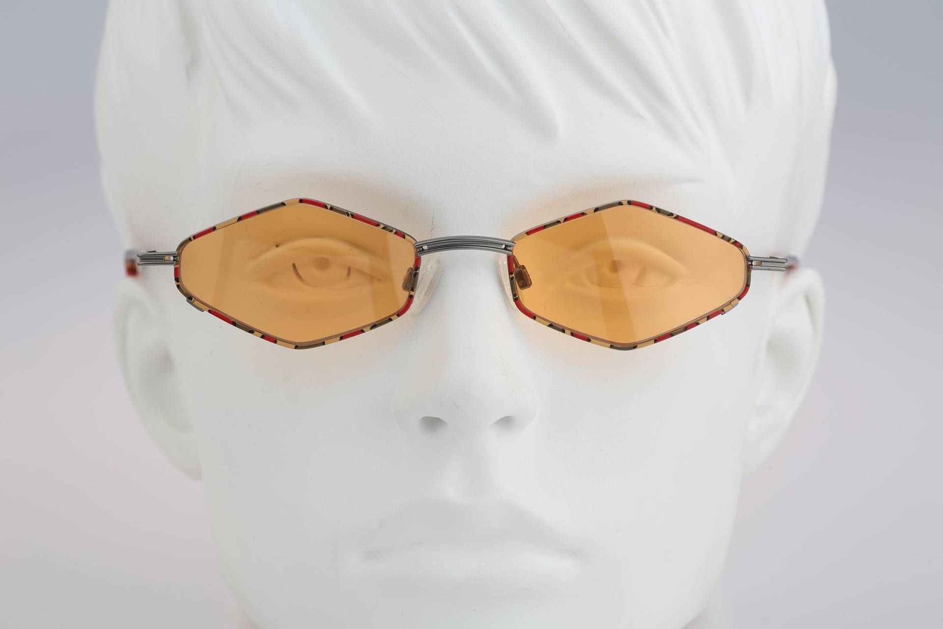 Robert Rudger 1590 180 C5, Vintage 90Er Jahre Orange Gläser Unikat Slim Kleine Hexagon Sonnenbrille Damen, Nos von CarettaVintageCo