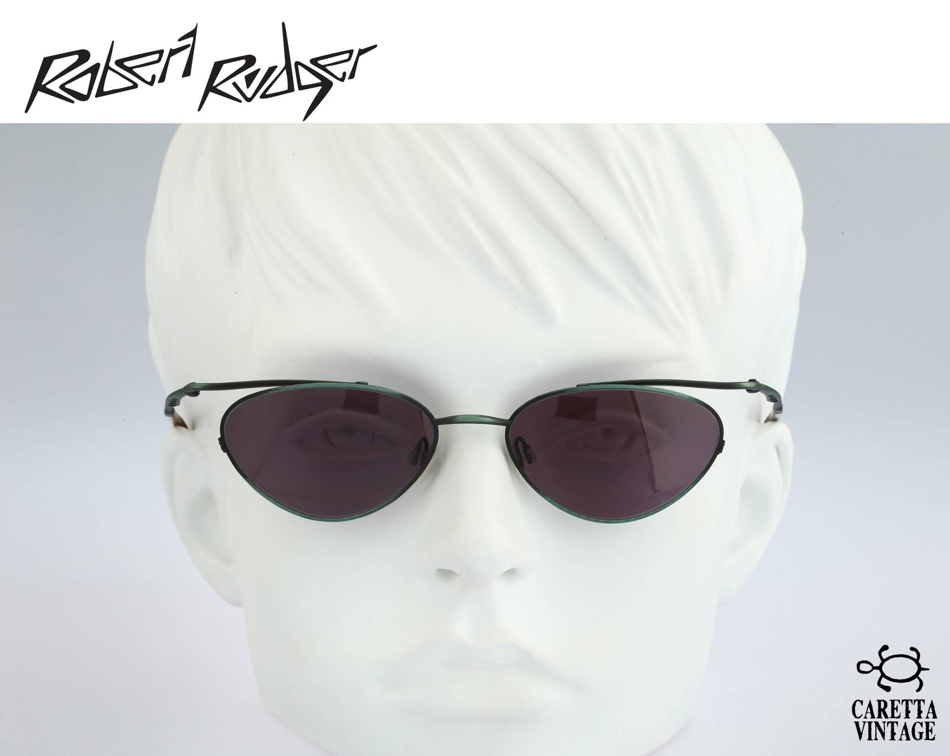 Robert Rudger 2200 174 R1, Vintage 90Er Jahre Unikat Gunmetal Kleine Katzenauge Sonnenbrille Damen, Nos von CarettaVintageCo