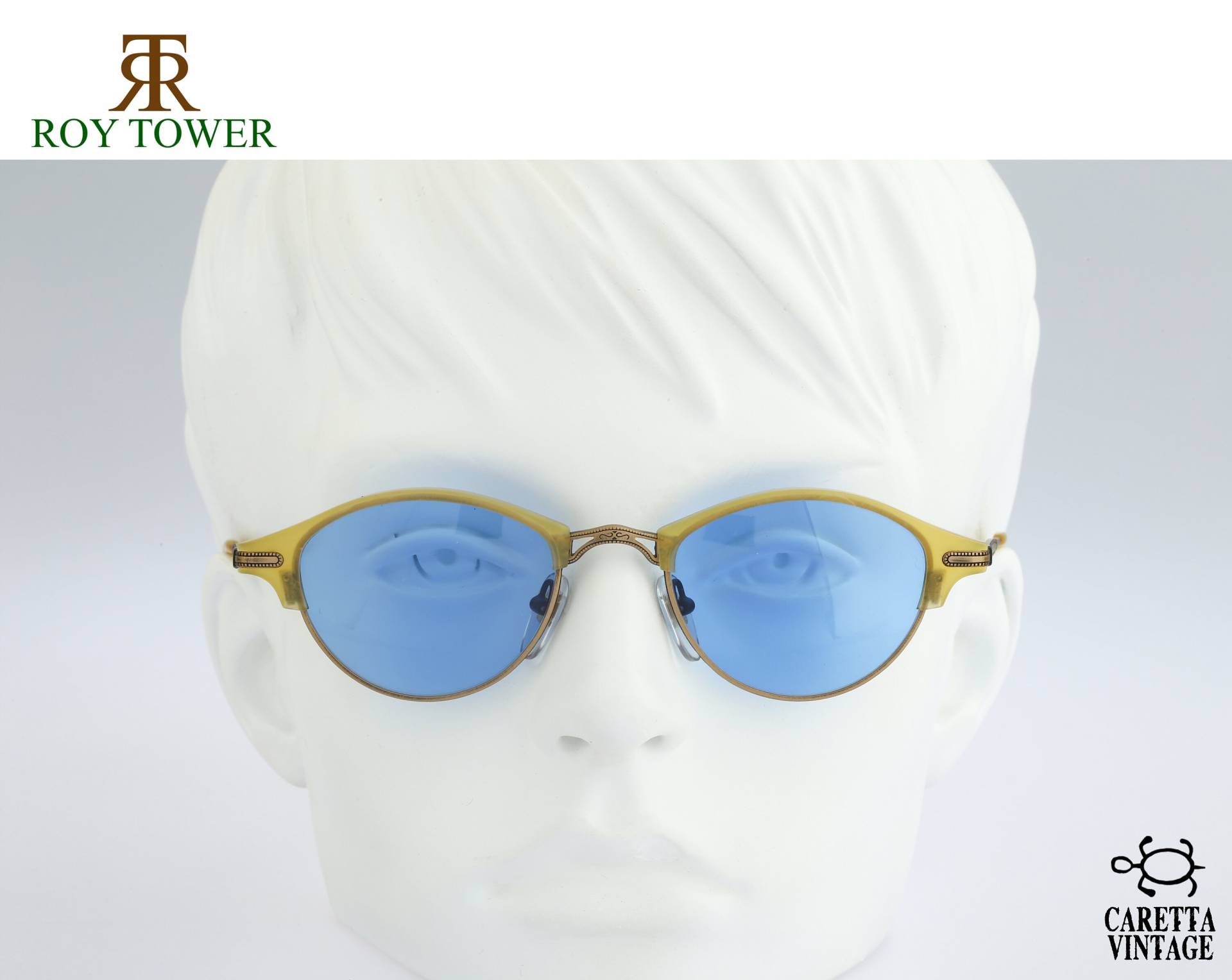 Roy Tower Old Time 37 Yl, Vintage 90Er Gläser Blau Getönt Kleine Clubmaster Sonnenbrille Herren Und Frauen Nos von CarettaVintageCo