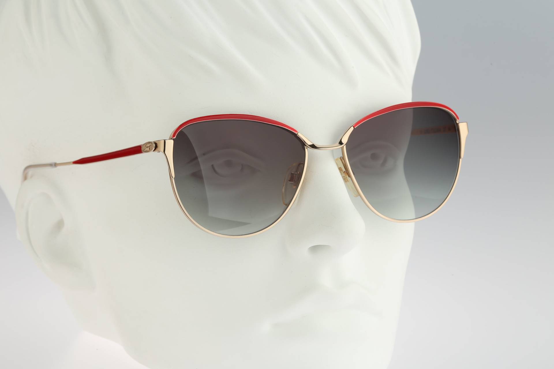 Safilo Linea Italiana 217 332, Vintage 80Er Gold & Rote Stirnband Katzenauge Sonnenbrille Damen Nos von CarettaVintageCo