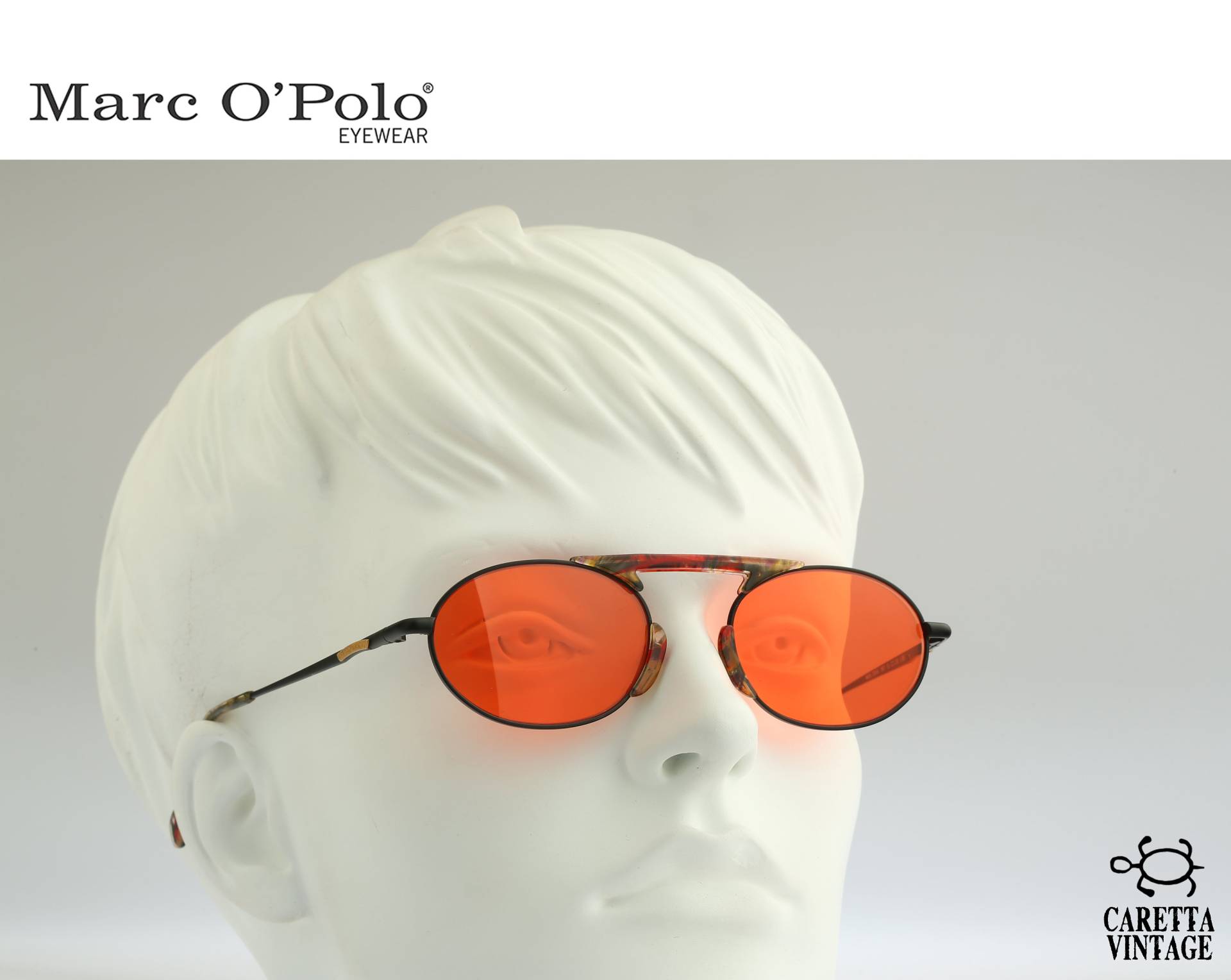 Schwarze Ovale Sonnenbrille Männer, Marc O'polo Von Metzler 3316 787, Vintage 90Er Jahre Steampunk Getönte Orange Frauen, Nos von CarettaVintageCo