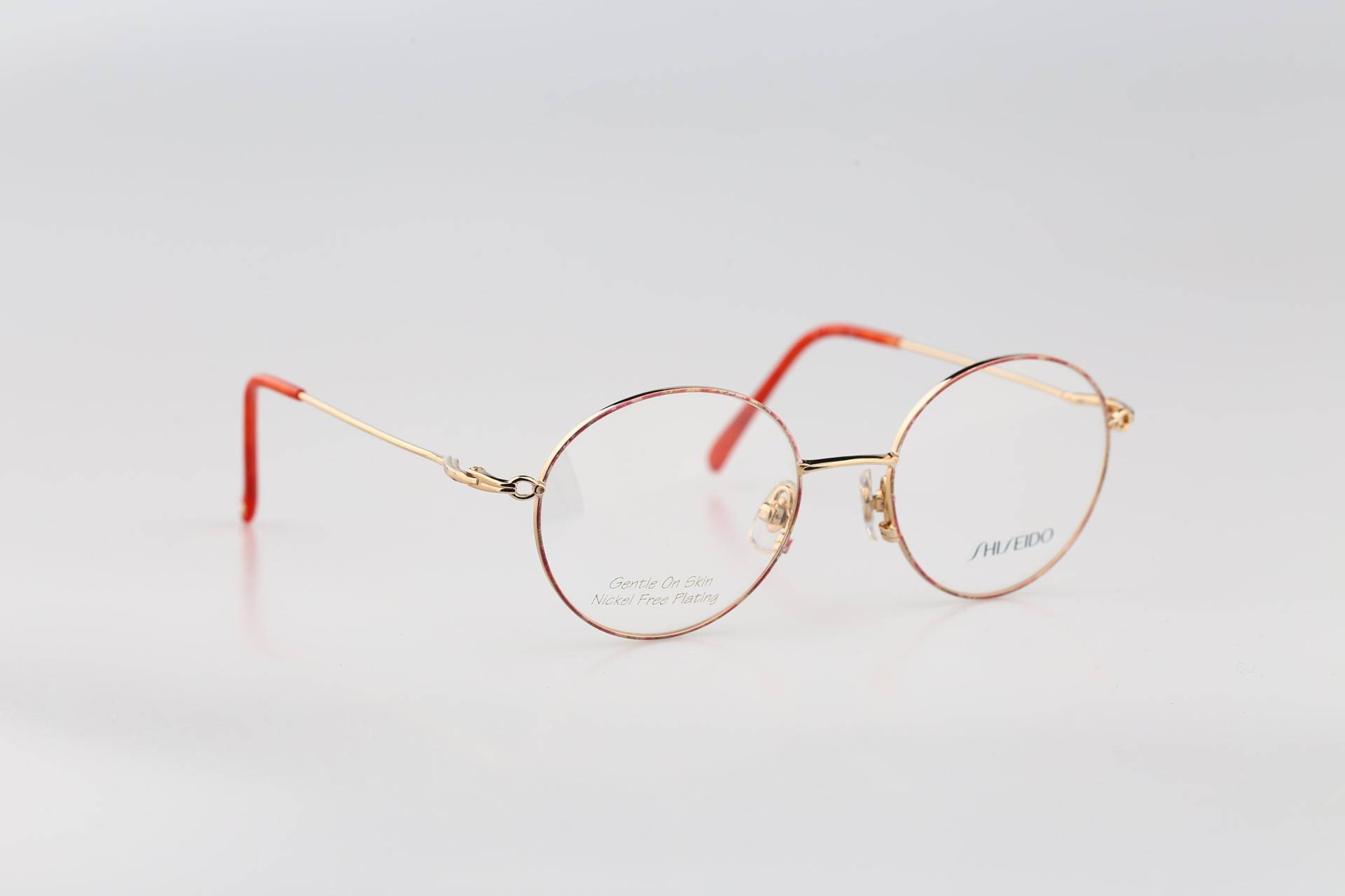 Shiseido 703 2, Vintage 90Er Gold Panto Runde Brillengestelle Damen Nos von CarettaVintageCo