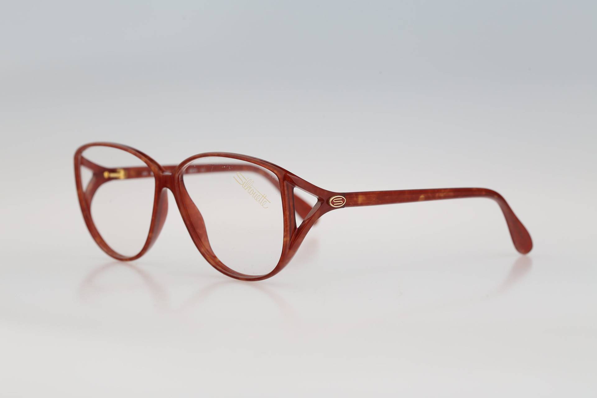 Silhouette M 1736 20 C 1258, Vintage 80Er Jahre Einzigartig Tortoise Cat Eye Brillengestell Damen Nos von CarettaVintageCo