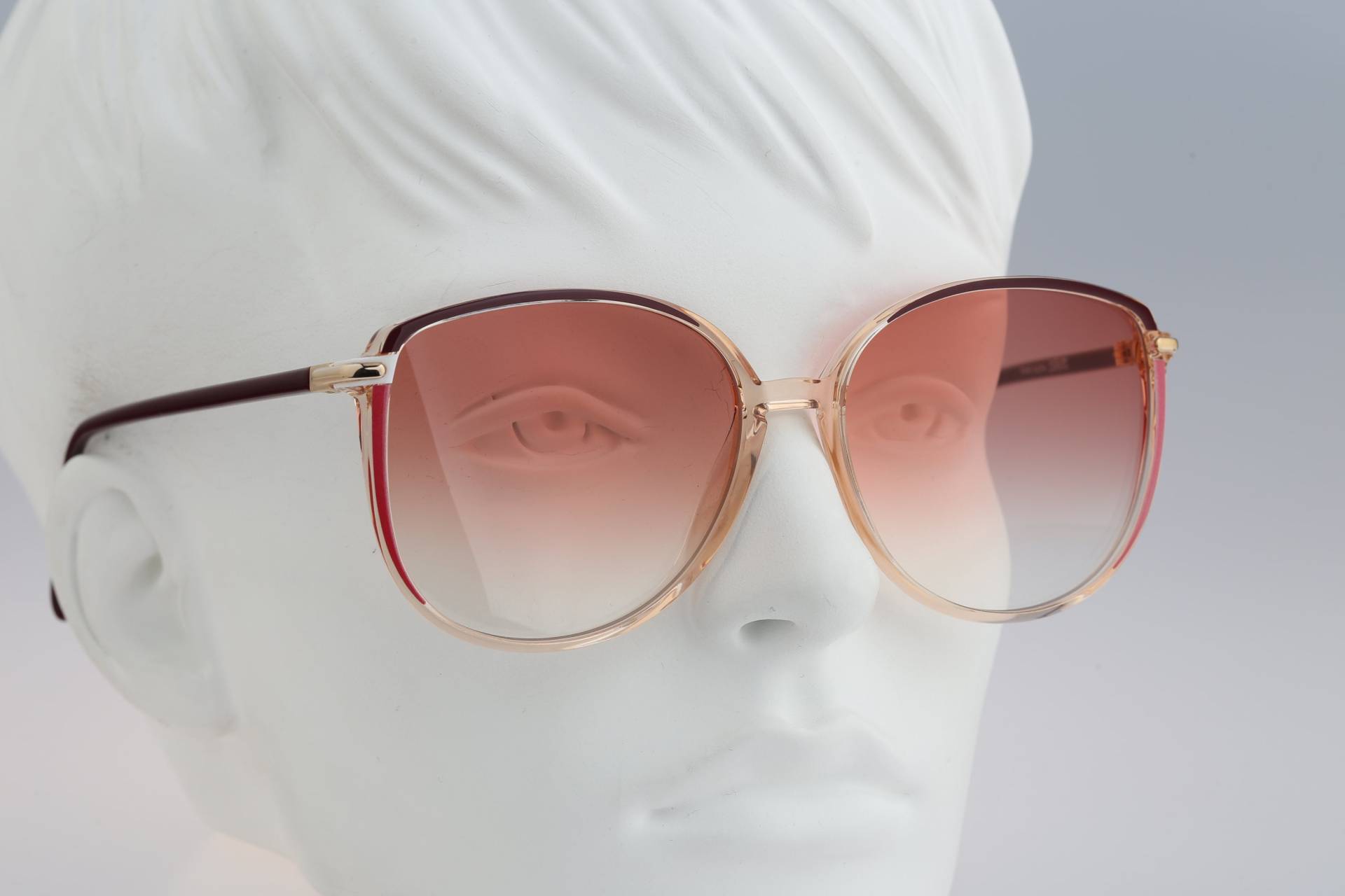 Silhouette M 1751 20 C 1885, Vintage 90Er Jahre Getönte Rosa Linsen Unikat Oversized Klares Katzenauge Sonnenbrille Damen, Nos von CarettaVintageCo