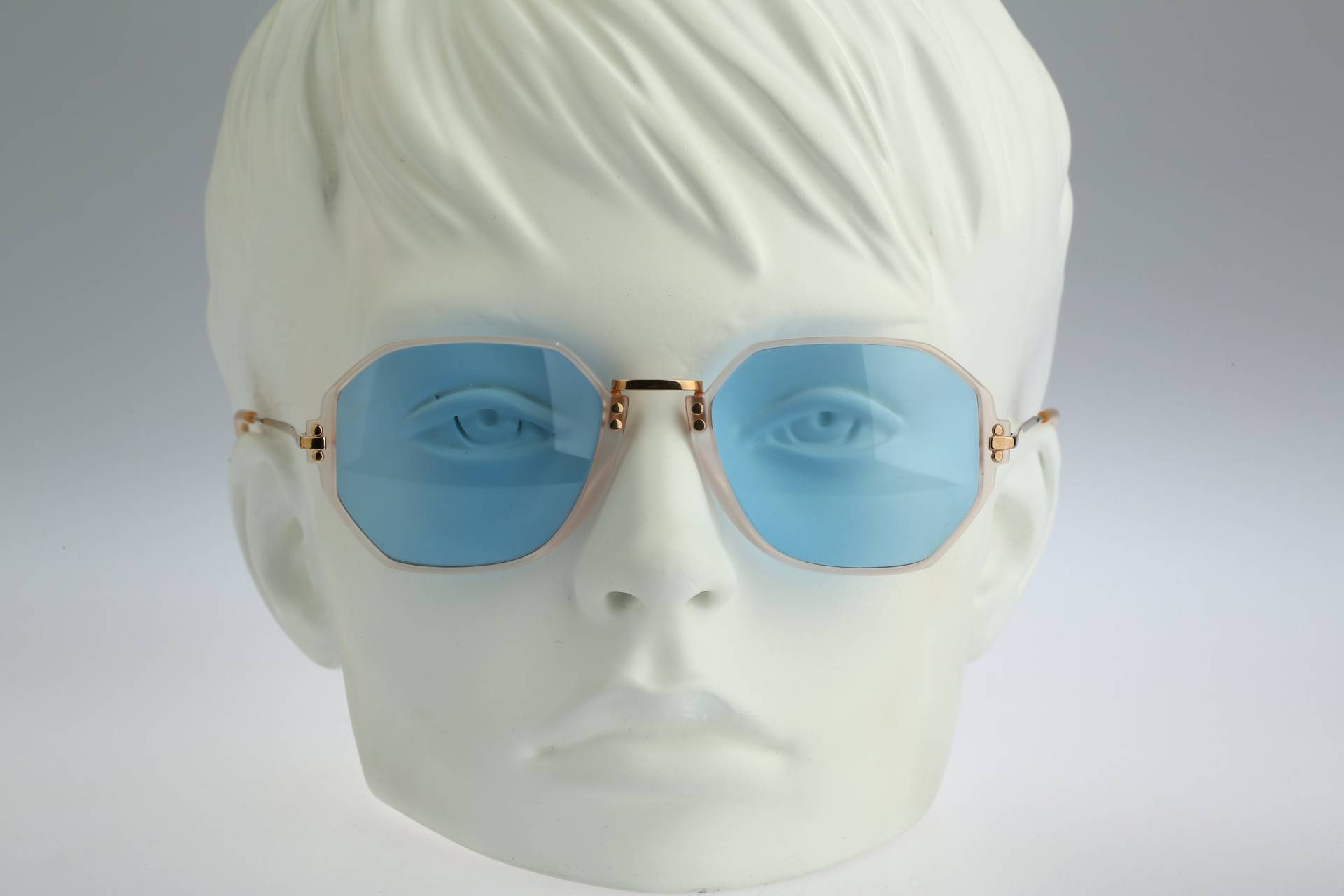 Silhouette M 2741 V 1870, Vintage 90Er Jahre Getönte Blaue Linsen Unikat Klare Hexagon Sonnenbrille Damen, Nos von CarettaVintageCo