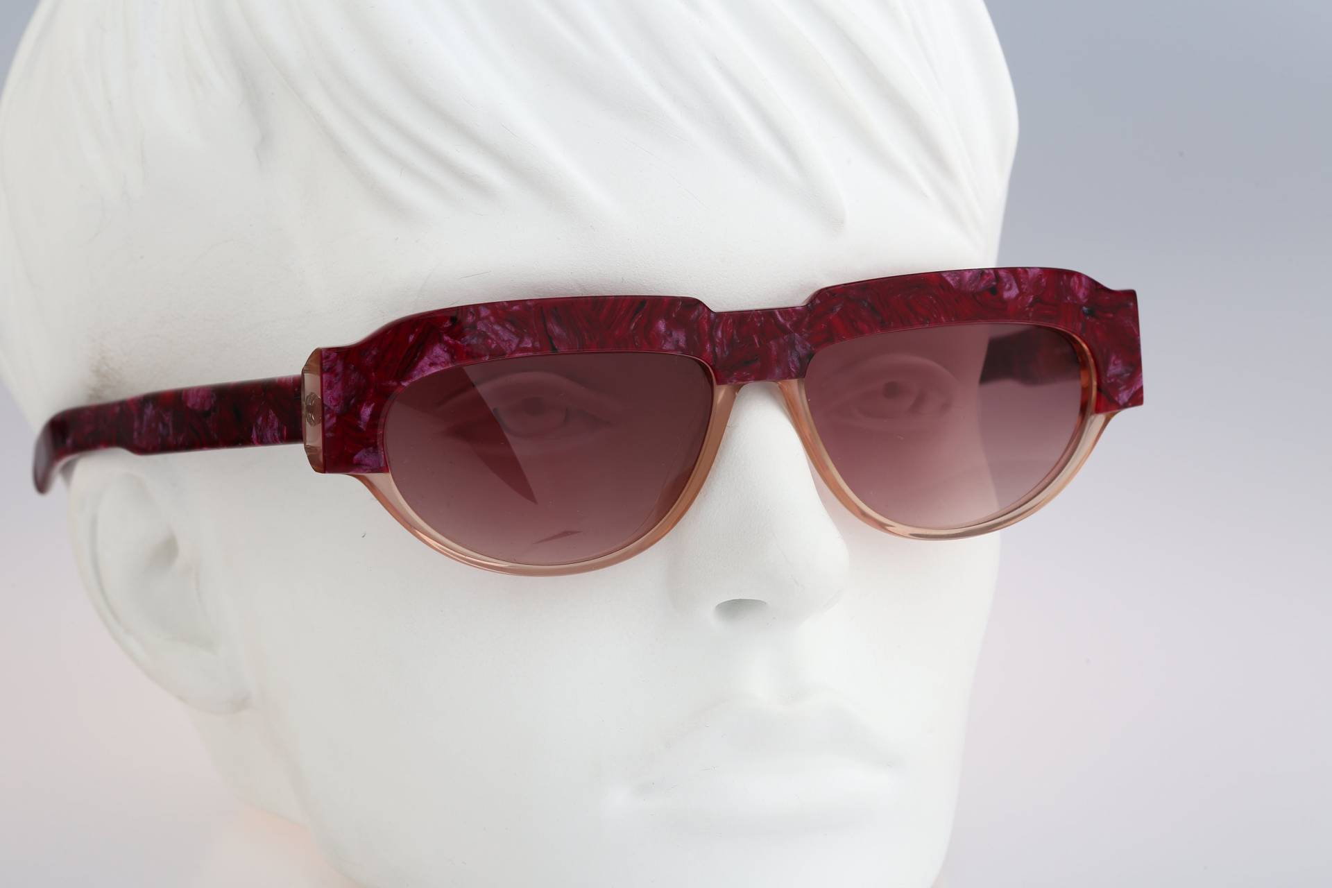 Silhouette M 3096, Vintage 80Er Jahre Unikat Klar & Rot Futuristisch Rechteck Sonnenbrille Damen Nos von CarettaVintageCo