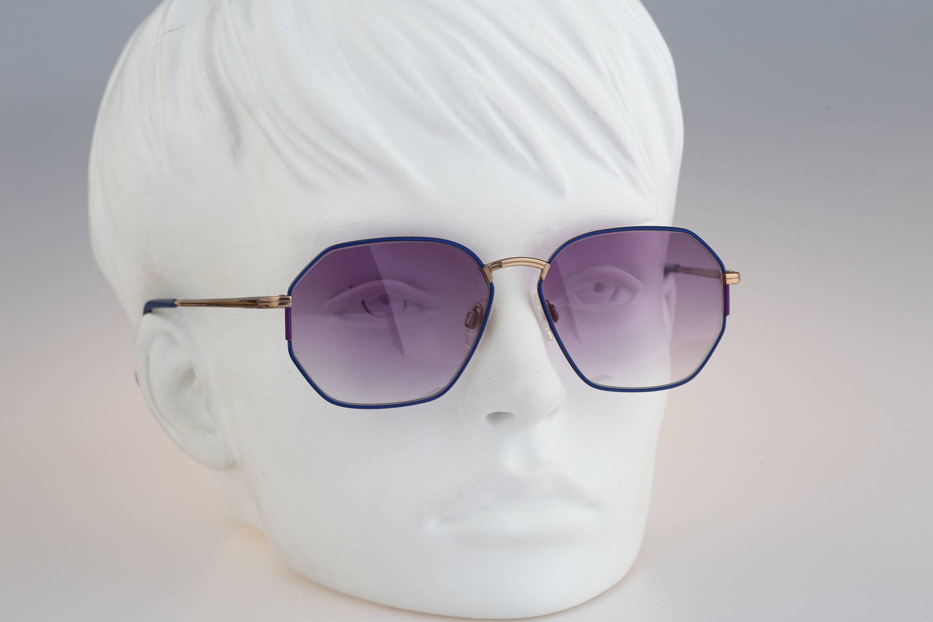 Silhouette M 6093 30 V 6053, Vintage 80Er Jahre Getönte Gläser Gold & Blau Hexagon Sonnenbrille Damen, Nos von CarettaVintageCo