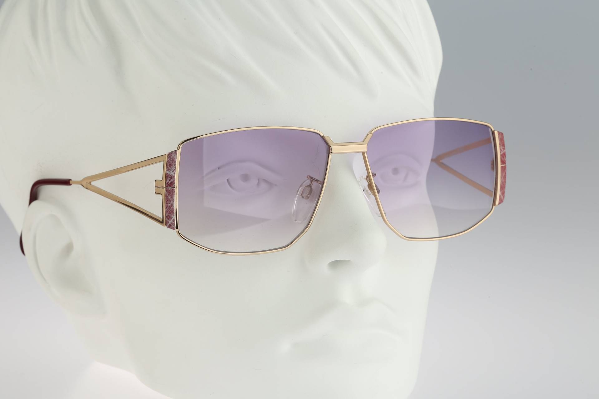 Silhouette M 6136 31 V 6055, Vintage 80Er Getönte Lila Linsen Oversized Gold Rechteck Sonnenbrille Damen, Nos von CarettaVintageCo