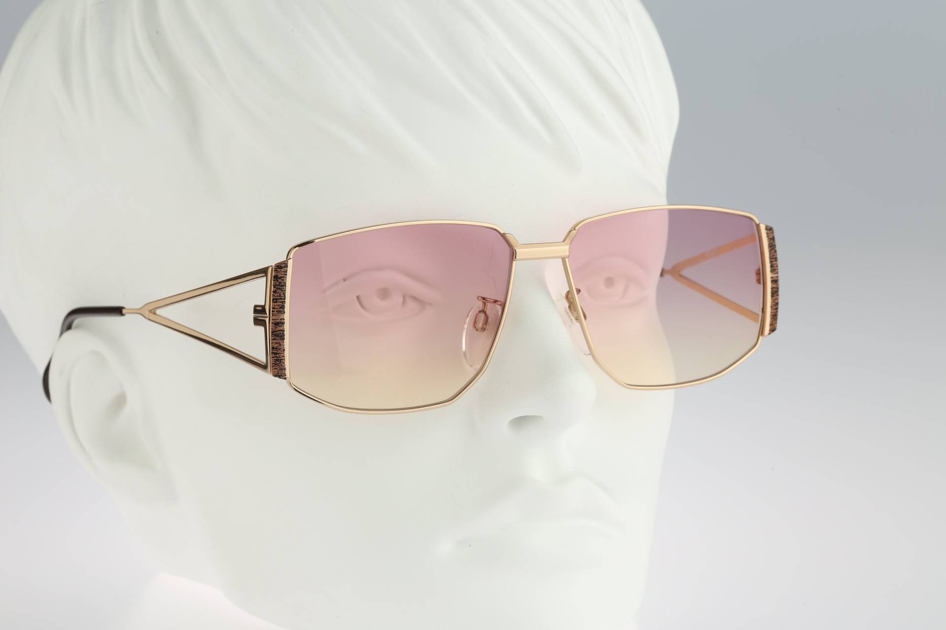 Silhouette M 6136 V 6054, Vintage 80Er Jahre Getönte Bicolor Linsen Unikat Oversized Gold Rechteck Sonnenbrille Damen, Nos von CarettaVintageCo