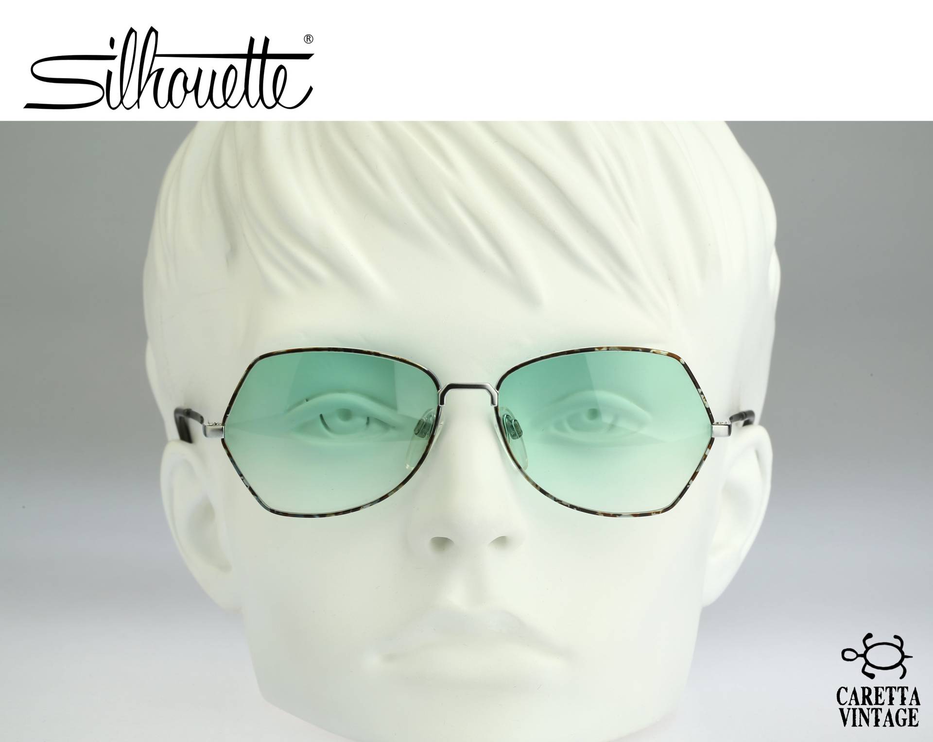 Silhouette M 6194 V 6050, Vintage 80Er Getönte Grüne Linsen Schildkröte Schmetterling Sonnenbrille Damen, Nos von CarettaVintageCo