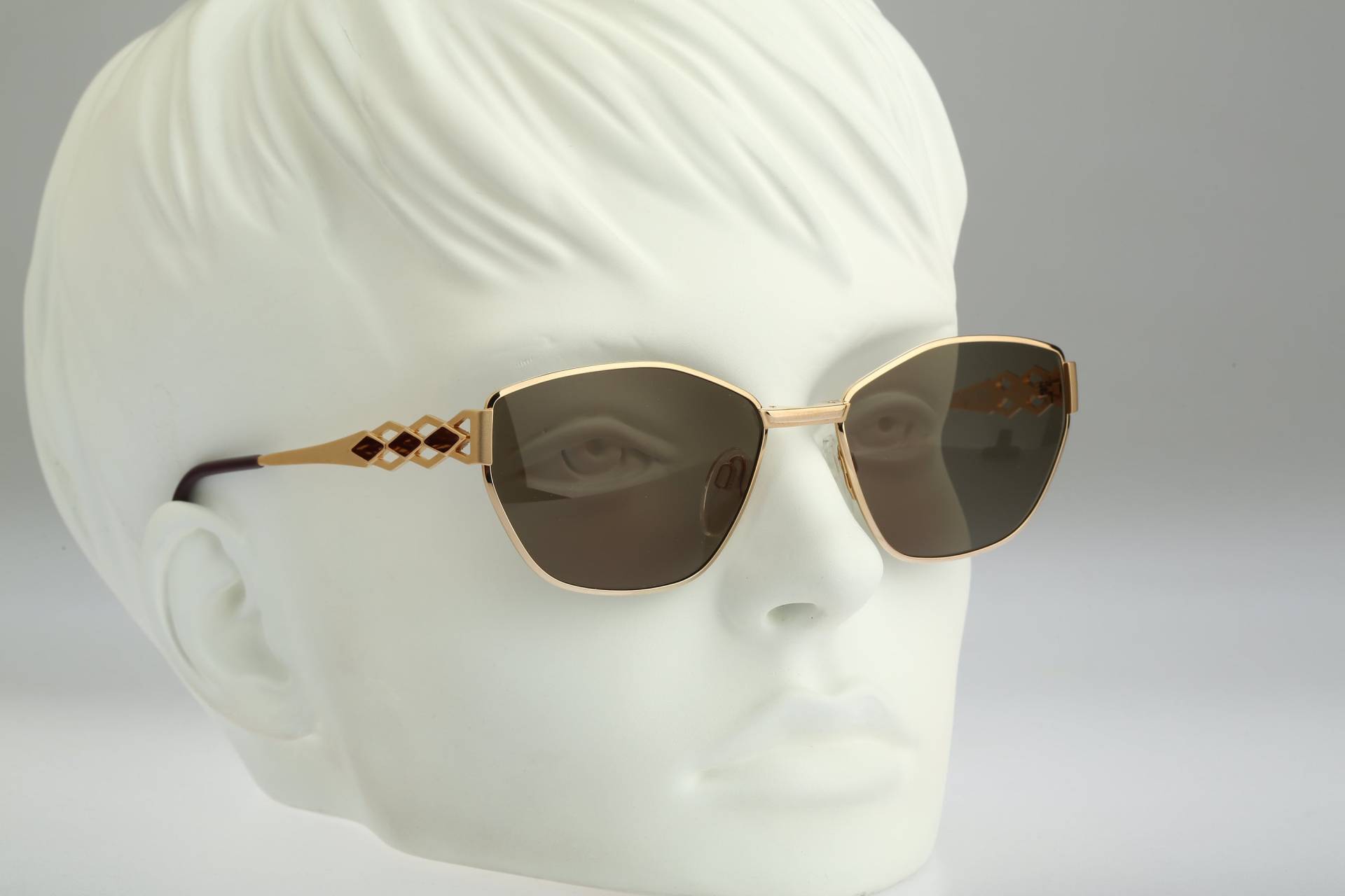 Silhouette M 6202 V 6017, Vintage 80Er Luxus Emaille Borte Bügel Geometrisch Gold Katzenauge Sonnenbrille Damen Nos von CarettaVintageCo