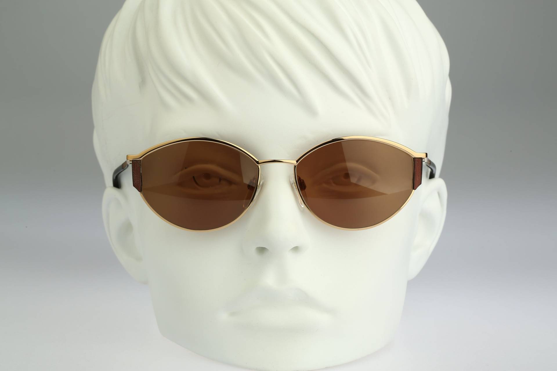 Silhouette M 6304 V 6052, Vintage 90Er Elegant Goldbraun Kleiner Katzenauge Sonnenbrille Damen, Nos von CarettaVintageCo