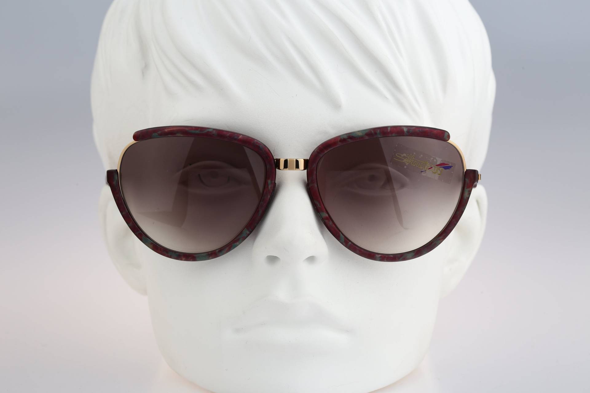 Silhouette M 8023, Vintage 80Er Gold & Lila Oversized Katzenauge Sonnenbrille Damen, Nos von CarettaVintageCo