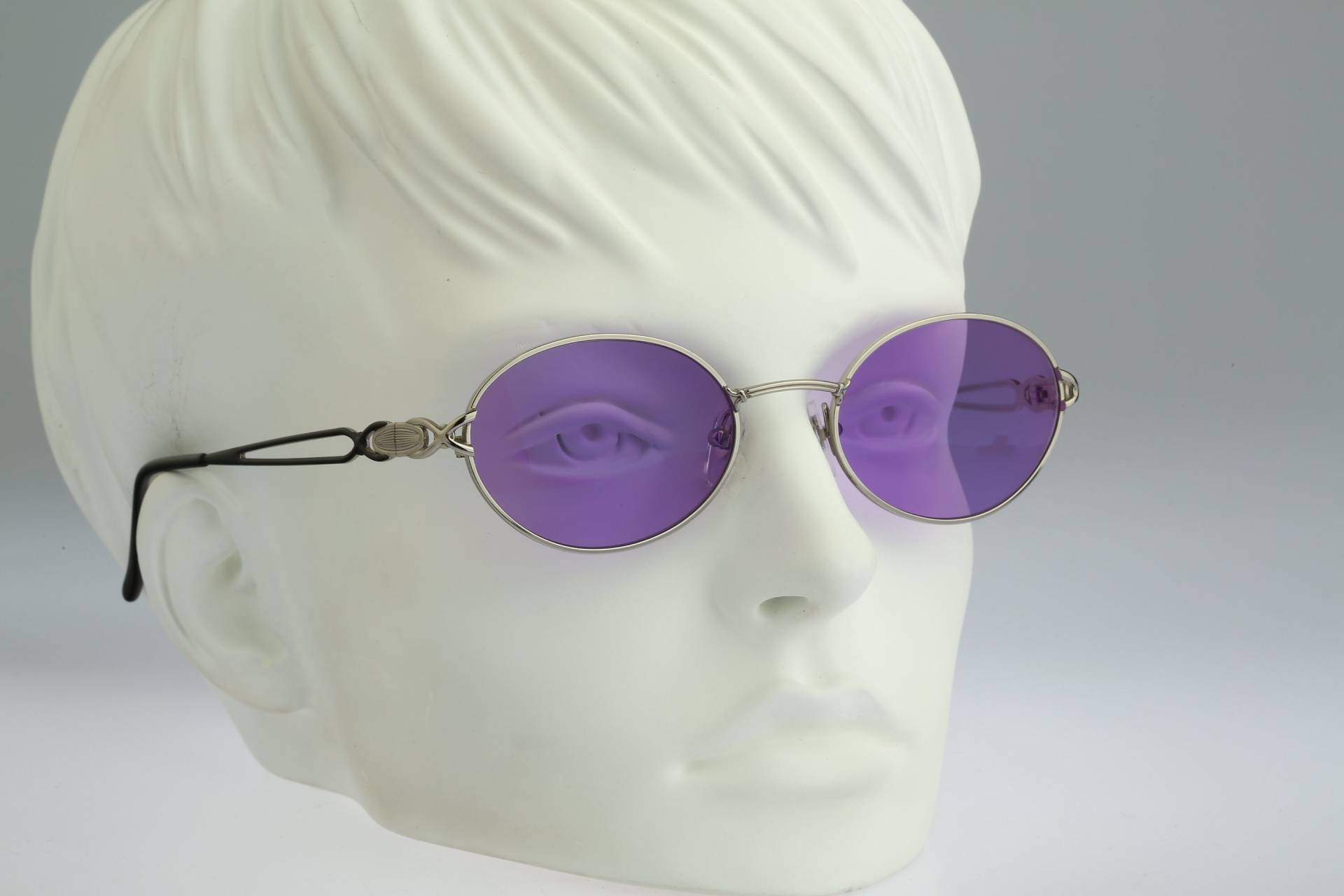 Yanks 578 C 777, Vintage 90Er Jahre Lila Gläser Unikat Silber Oval Sonnenbrille Damen, Nos von CarettaVintageCo