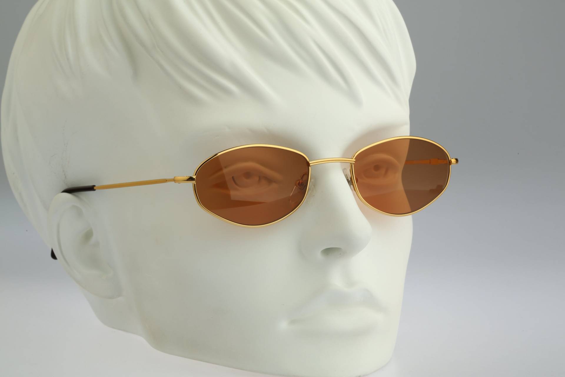 Yanks 613 C 767, Vintage 90Er Braun Getönte Gläser Gold Hexagon Sonnenbrille Damen, Nos von CarettaVintageCo