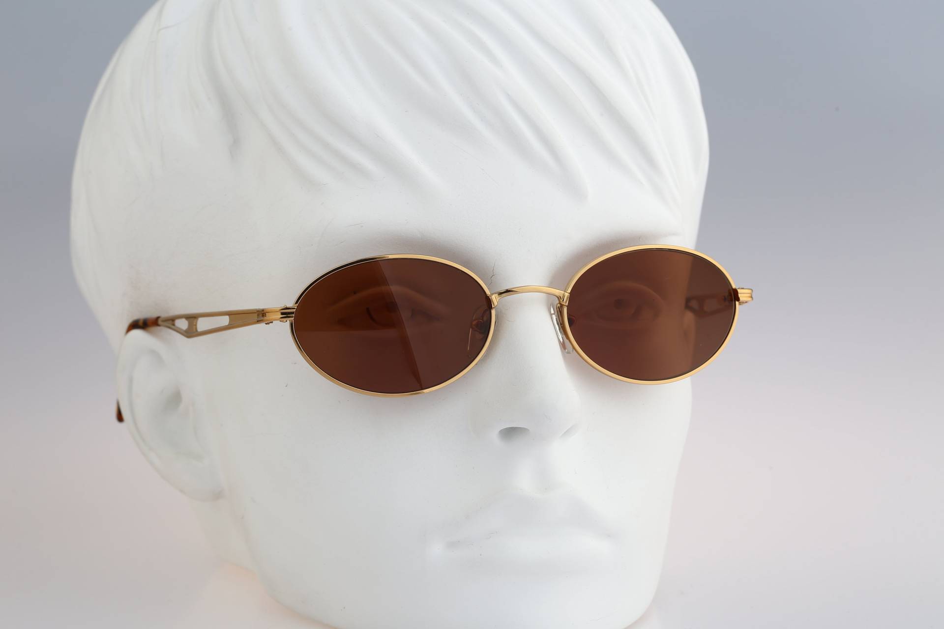 Yanks 647 C 767, Vintage 90Er Jahre Unikat Steampunk Klein Gold Oval Sonnenbrille Herren & Frauen, Nos von CarettaVintageCo