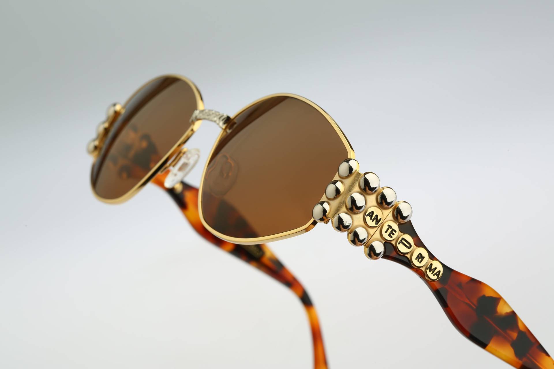 steampunk Sonnenbrille Herren, Anteprima Gilda 1, Vintage 90Er Jahre Unikat Schildkröte & Gold Rechteck Damen Nos von CarettaVintageCo