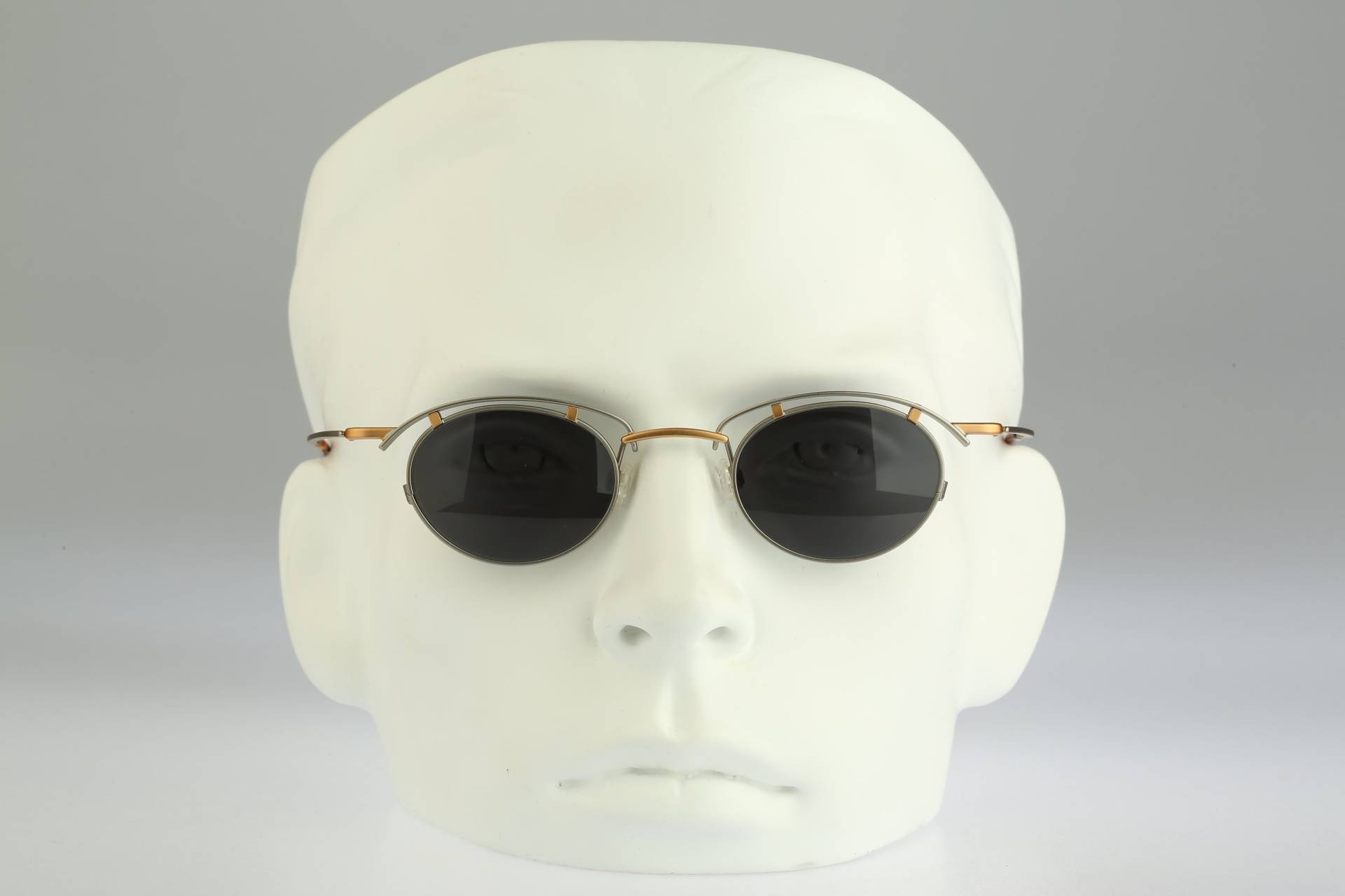 steampunk Sonnenbrille Männer, Contro Verse 3950 123 27, Vintage 90Er Jahre Gold Und Silber Verrückte Kleine Runde Frauen Nos von CarettaVintageCo