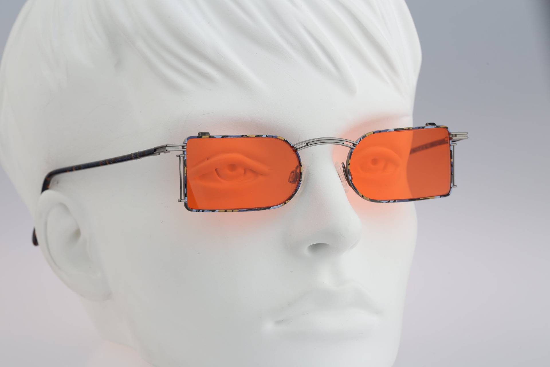 steampunk Sonnenbrille Männer, Robert Rudger 1580 170 C6, Vintage 90Er Getönte Orangene Linsen Einzigartige Kleine Rechteck-Sonnenbrille Frauen, Nos von CarettaVintageCo