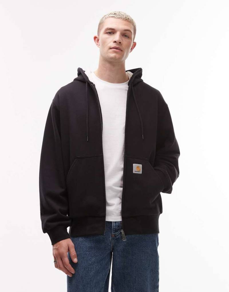 Carhartt WIP - Active - Oversize-Kapuzenjacke in Schwarz mit Reißverschluss und Waffelfutter von Carhartt WIP