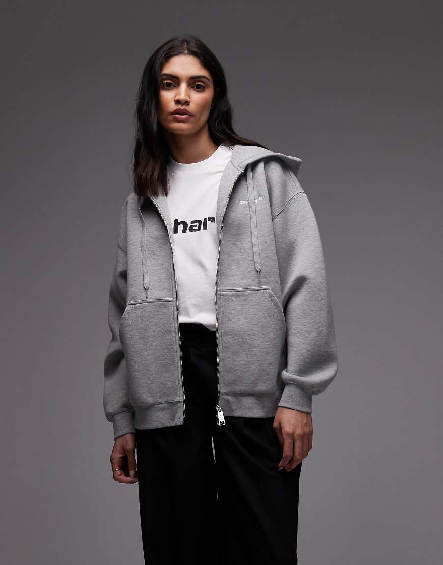 Carhartt WIP - Alda - Strukturierte Oversize-Kapuzenjacke in Grau mit durchgehendem Reißverschluss von Carhartt WIP