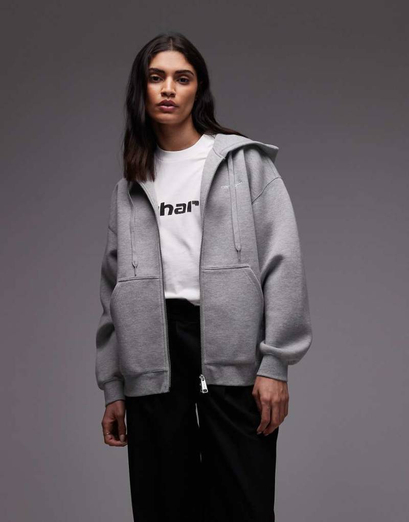 Carhartt WIP - Alda - Strukturierte Oversize-Kapuzenjacke in Grau mit durchgehendem Reißverschluss von Carhartt WIP