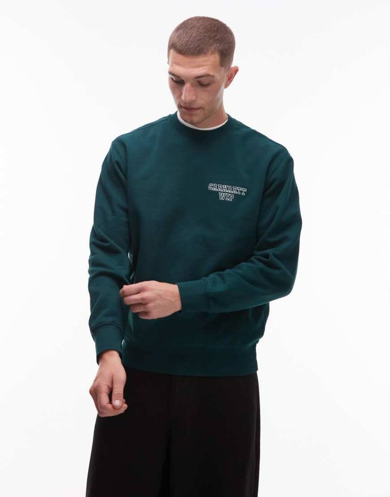 Carhartt WIP - Alumni - Sweatshirt in Dunkelgrün mit Logostickerei von Carhartt WIP