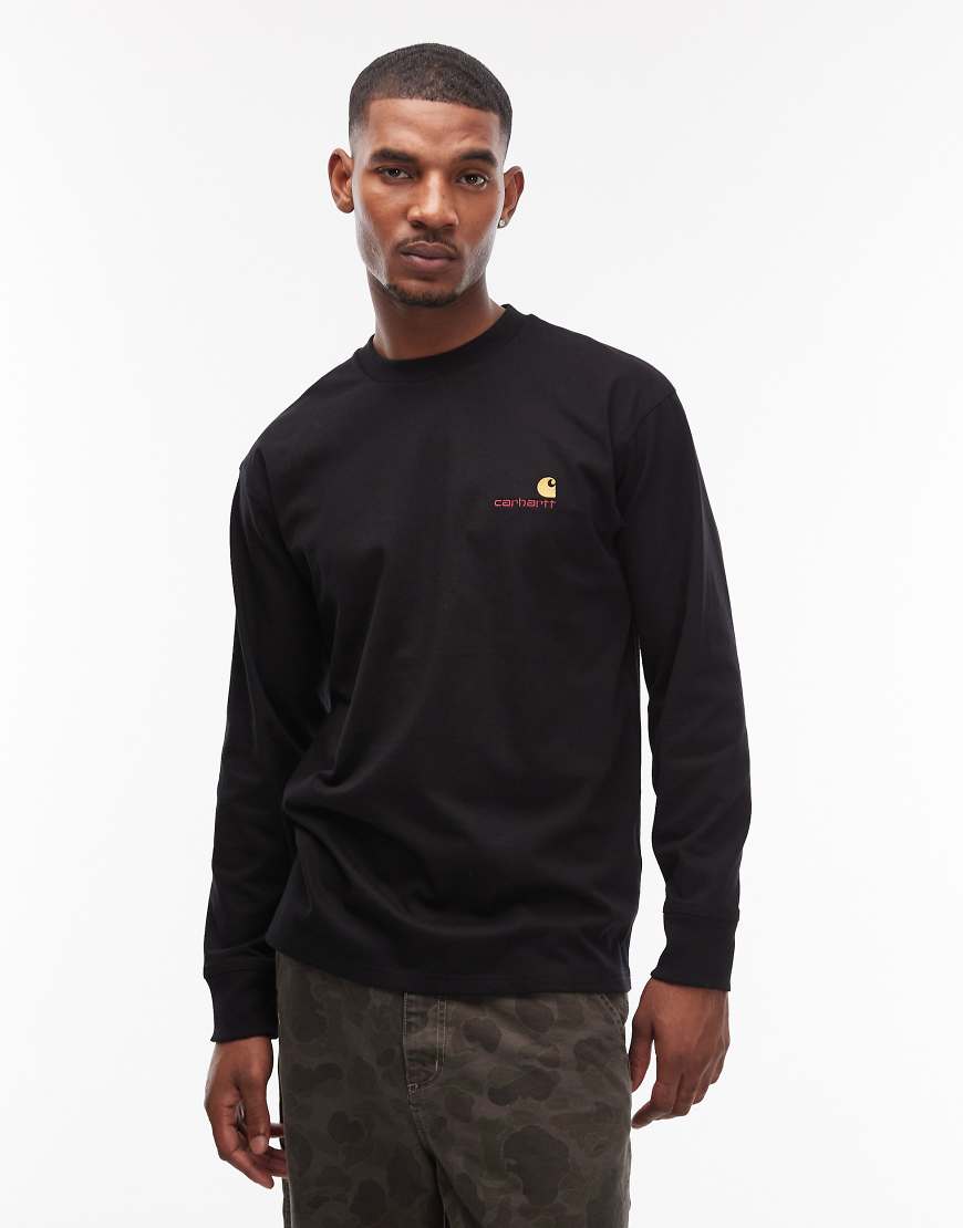 Carhartt WIP - American - Langärmliges T-Shirt in Schwarz mit Schriftzug von Carhartt WIP