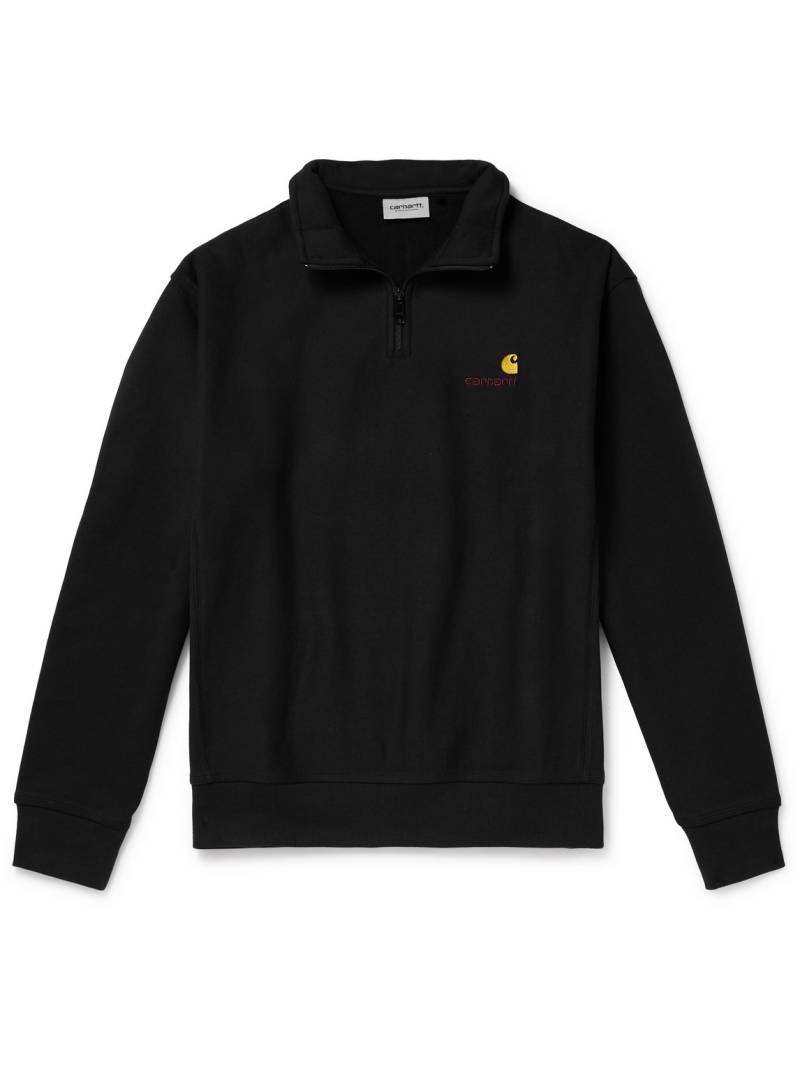 Carhartt WIP - American Script Cotton-Blend Jersey Half-Zip Sweatshirt - Men - Black - XXL von Carhartt WIP
