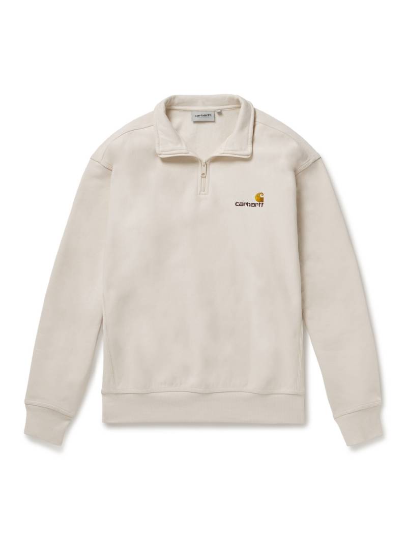 Carhartt WIP - American Script Cotton-Blend Jersey Half-Zip Sweatshirt - Men - Neutrals - XL von Carhartt WIP