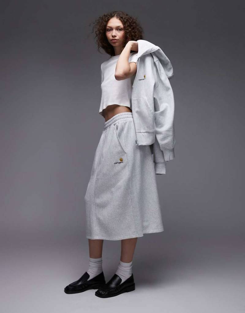 Carhartt WIP - American - Sweatrock in Grau meliert mit Schriftzug von Carhartt WIP