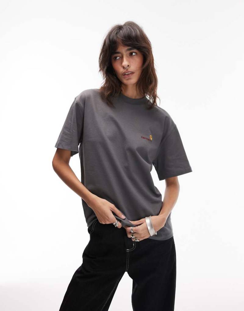 Carhartt WIP - American - T-Shirt in Grau mit Schriftzug von Carhartt WIP